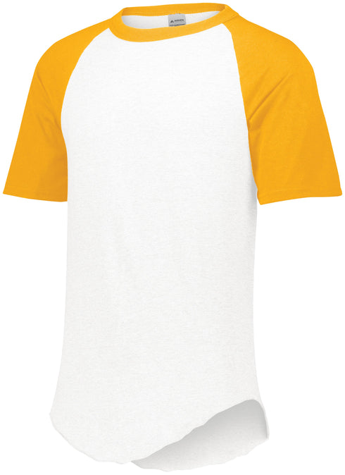 Augusta Sportswear Youth Short Sleeve Baseball Jersey (424), Color 'White/Gold'